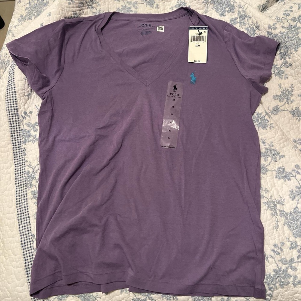 Ralph Lauren Women's Lavender V-Neck Tee